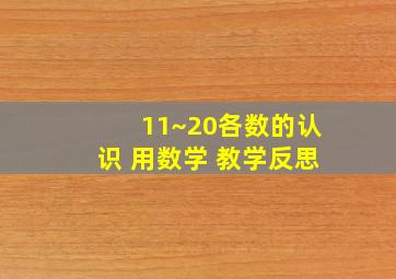 11~20各数的认识 用数学 教学反思